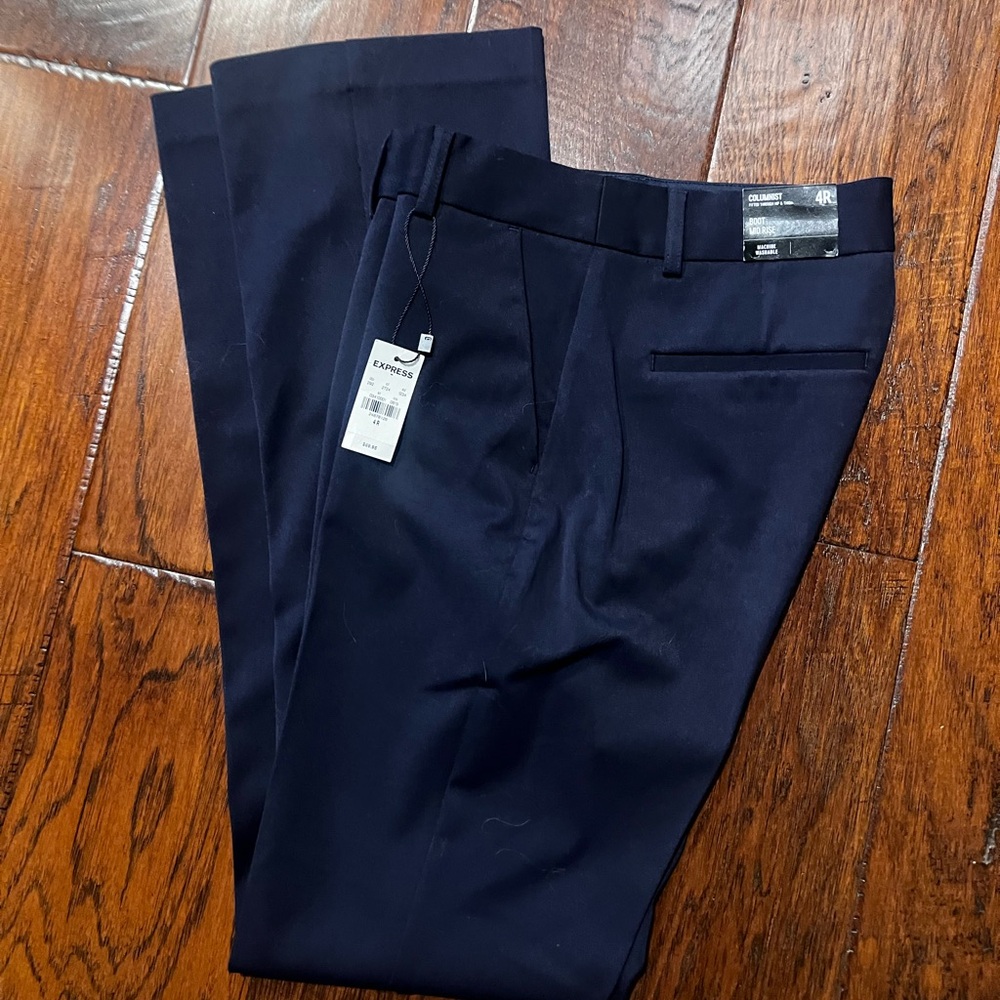 Express Columnist Bootcut Dress Pants 4R Navy Mid Rise – NWT